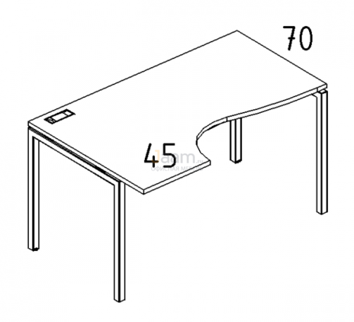 Мебель для персонала Стол эргономичный левый "Классика" на металлокаркасе DUE Б2 045 БП
