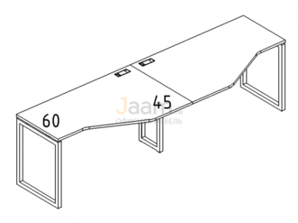 Мебель для персонала Рабочая станция со столами эргономичными "Техно" на металлокаркасе QUATTRO Б4 055-2 БП
