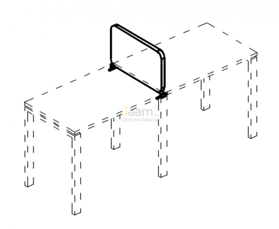 Мебель для персонала Экран настольный промежуточный тканевый с мягким наполнителем с кронштейнами Б 871 Г