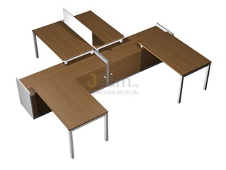 Мебель для персонала Рабочая станция (4x120) на 2-x опорных тумбах-купе КВ 0185 БН