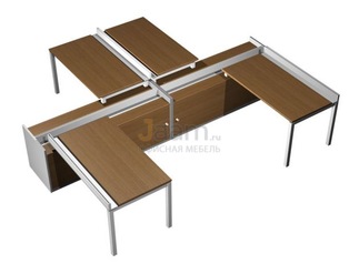 Мебель для персонала Рабочая станция (4х160) с ProSystem на 2-х опорных тумбах-купе с ProSystem КВ 0172