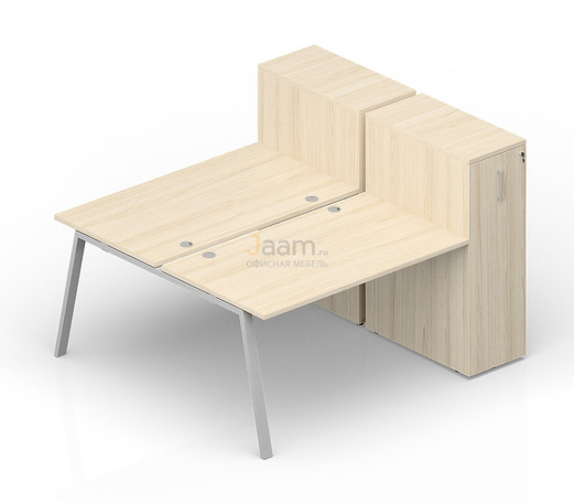 Мебель для персонала Составной стол с приставными шкафами Tower (4 громмета) AR2TPG128T112