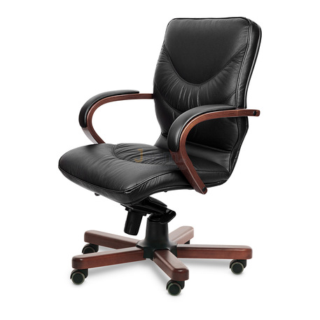 Кресло LEEDS WOOD B кожа+кож.зам.
