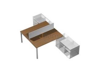 Мебель для персонала Рабочая станция (2х160) с настольным экраном ДСП (белый премиум) на 2-х опорных тумбах левой-правой (БЕЗ ТУМБ) КВ 0145